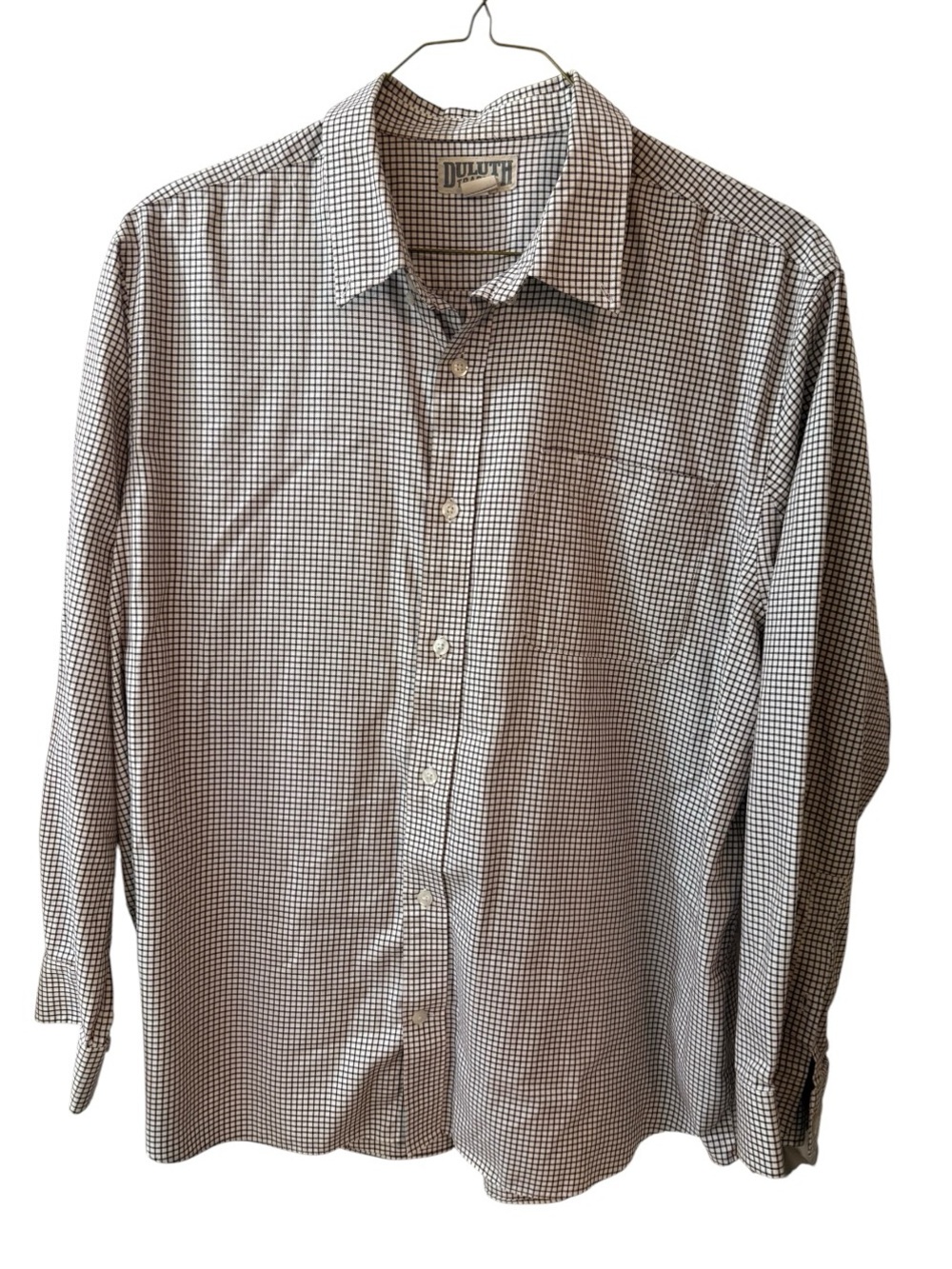 Duluth Trading Co Mens 2XL XXL Long Sleeve Button Up Shirt Dark Brown Check
